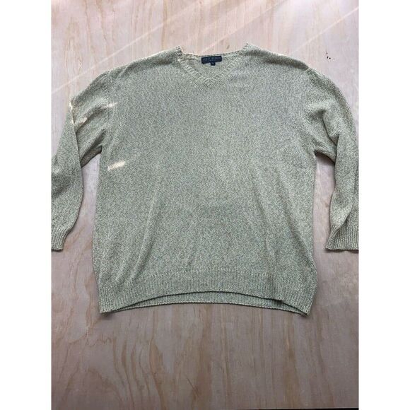 Scott Barber Sweater Made In Italy Cashmere Wool Silk Blend XL Beige V Neck - Picture 1 of 6